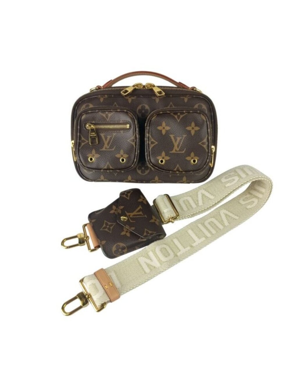 Louis Vuitton Shoulder Bag Utility Crossbody Brown Monogram Gold